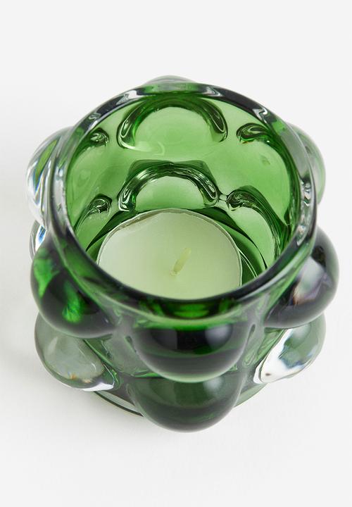 H&M - Bubbled glass tealight holder - green