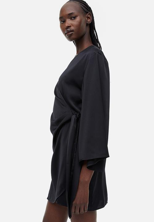 H&M - Satin wrap dress - black