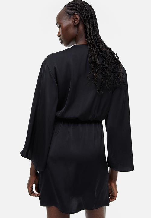 H&M - Satin wrap dress - black