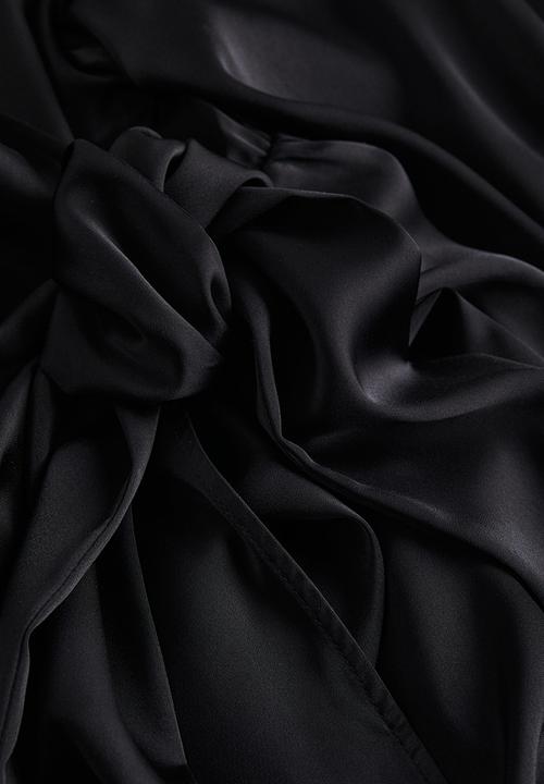 H&M - Satin wrap dress - black