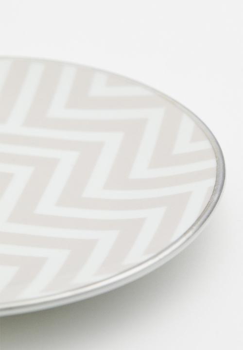 H&M - Small porcelain dish -  light grey patterned