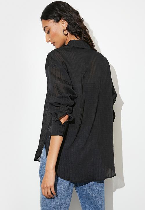 VELVET - Sheer textured shirt - black