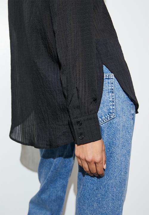 VELVET - Sheer textured shirt - black