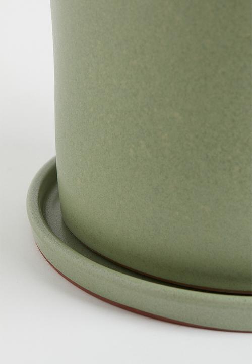 H&M - Large plant pot and saucer - khaki green