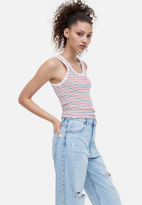 H&M - Ribbed cotton vest top - white striped 