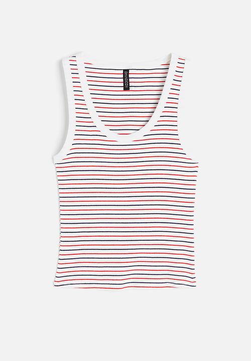 H&M - Ribbed cotton vest top - white striped 