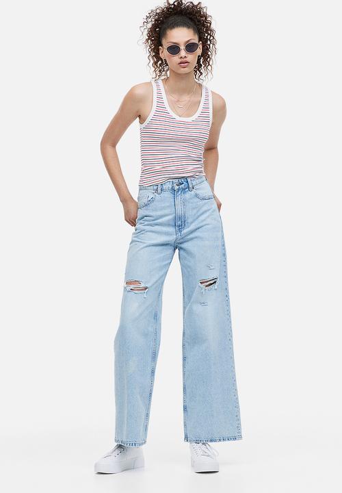 H&M - Ribbed cotton vest top - white striped 