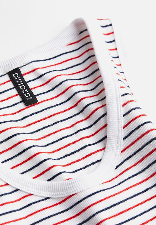 H&M - Ribbed cotton vest top - white striped 