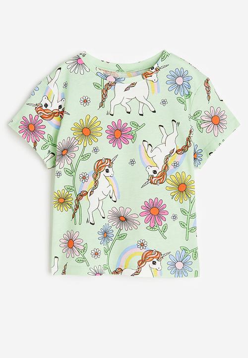 H&M - Printed t-shirt - light green / unicorns 