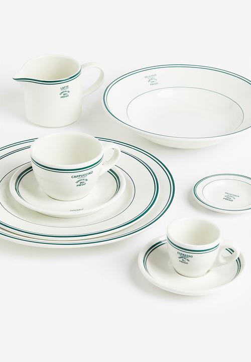 H&M - Stoneware mini plate - white & green