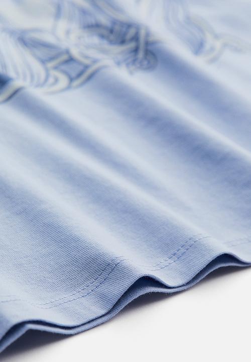H&M - Oversized printed T-shirt - light blue mindful soul
