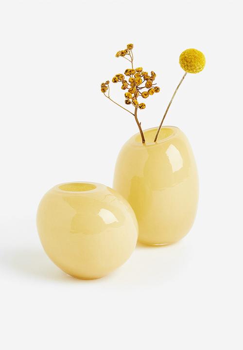 H&M - Small glass vase - light yellow