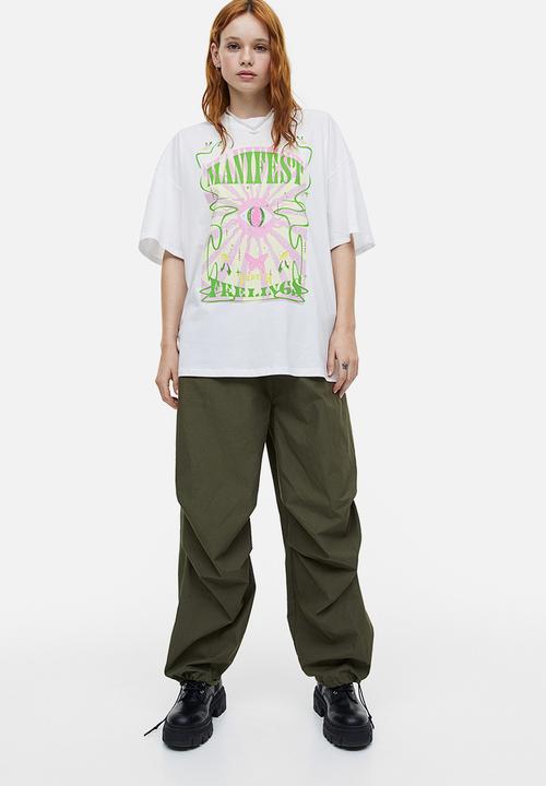 H&M - Oversized printed T-shirt - white manifest 