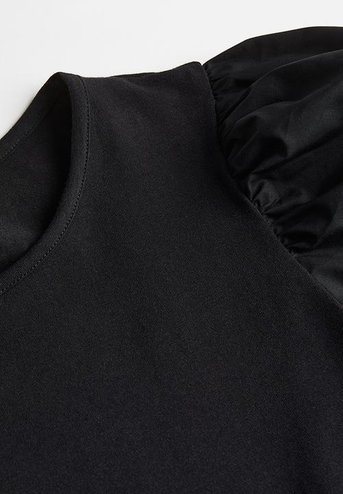 H&M - Puff-sleeved top - black