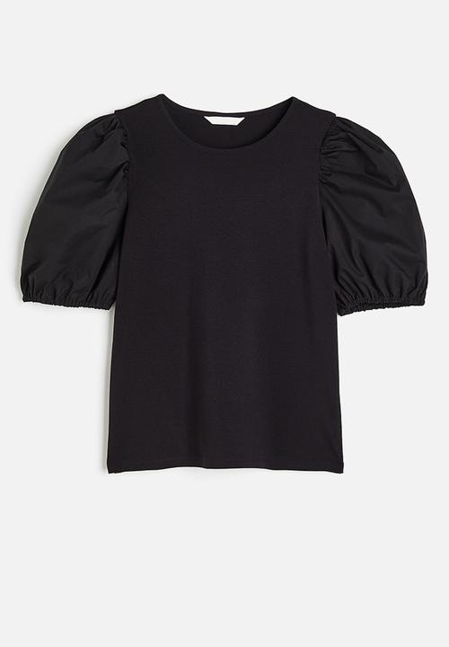 H&M - Puff-sleeved top - black