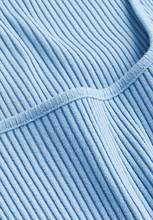 H&M - Ribbed jersey top - light blue 