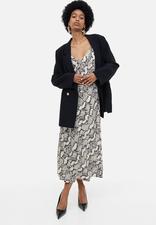 H&M - Satin slip dress - beige snakeskin-patterned 