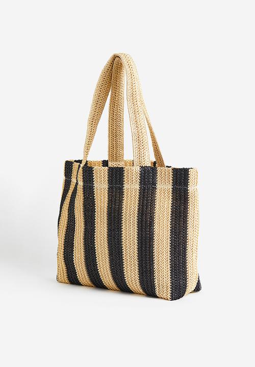 H&M - Straw shopper - beige ,black