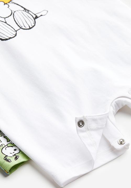 H&M - 2-pack printed pyjamas - light green / snoopy