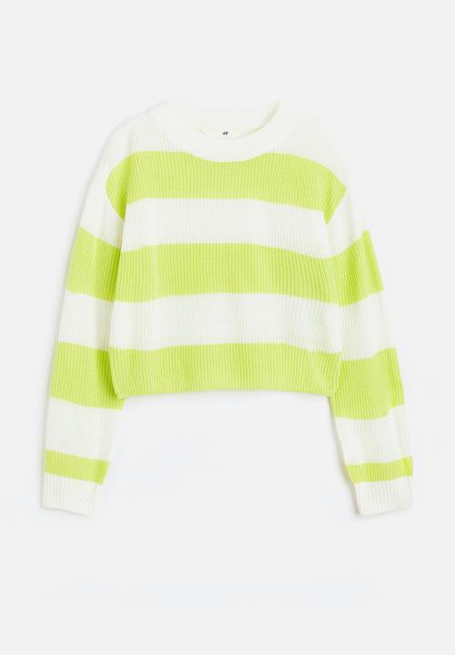 H&M - Oversized jumper - Lime green & white 