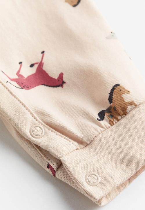 H&M - Patterned sleepsuit - light beige / horses 