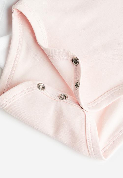 H&M - 3-pack short-sleeved bodysuits - beige ,pink,white