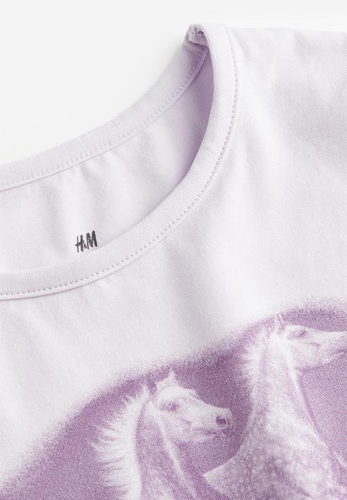 H&M - Printed T-shirt - light purple horses