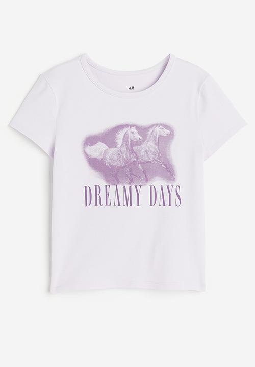 H&M - Printed T-shirt - light purple horses