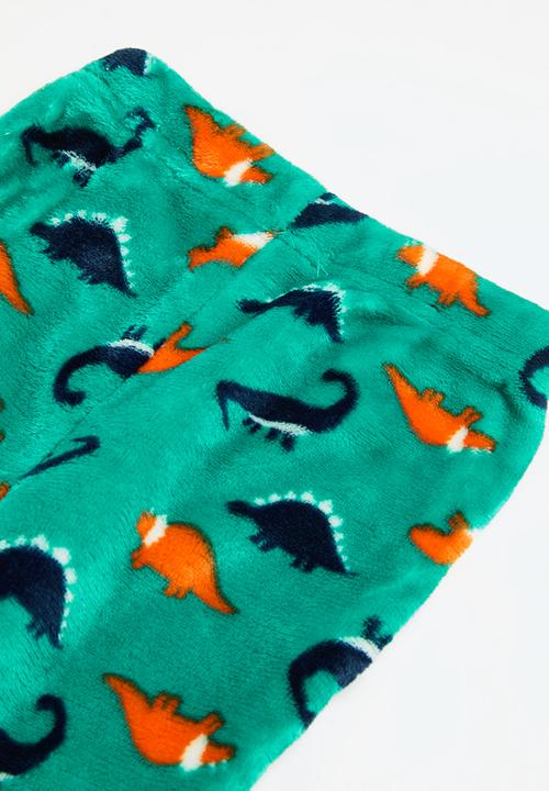 MINOTI - Boys 2 pack dinosaur cuddle fleece pyjama set - green
