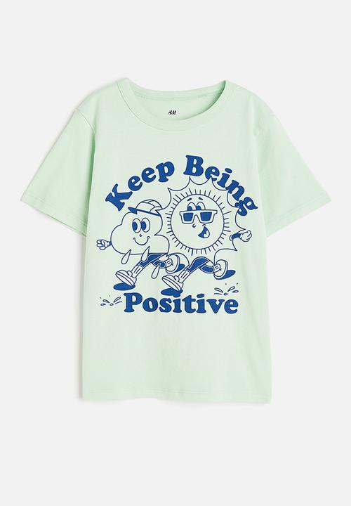 H&M - Printed cotton T-shirt - light green 