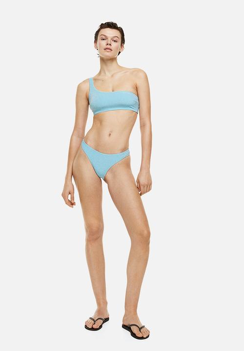 H&M - High-leg bikini bottoms - light turquoise glittery