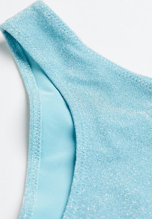 H&M - High-leg bikini bottoms - light turquoise glittery