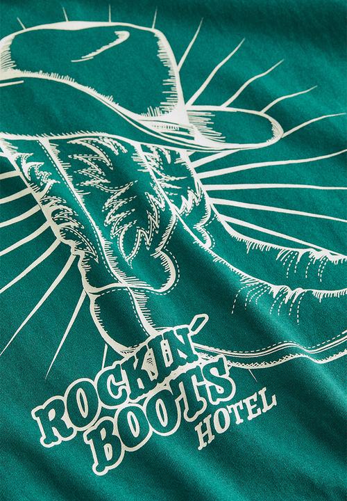 H&M - T-shirt - dark green boots