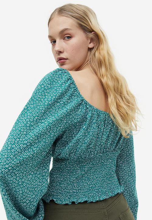 H&M - Smocked blouse - green floral