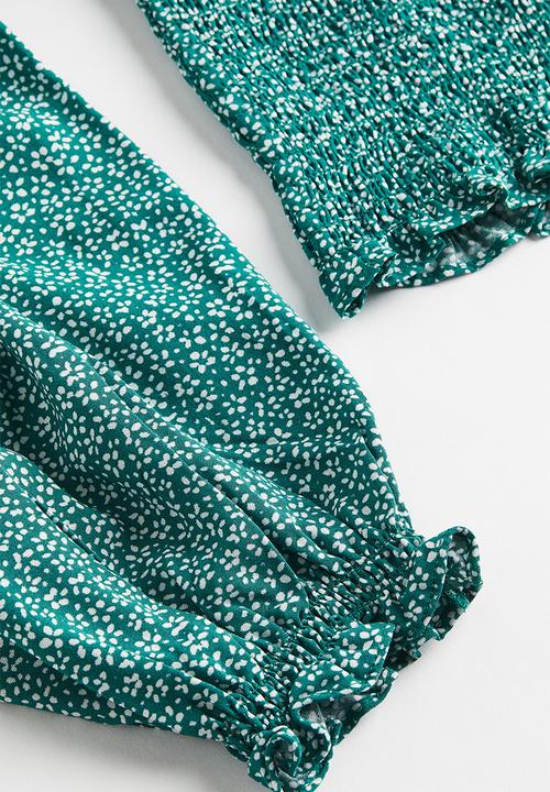 H&M - Smocked blouse - green floral