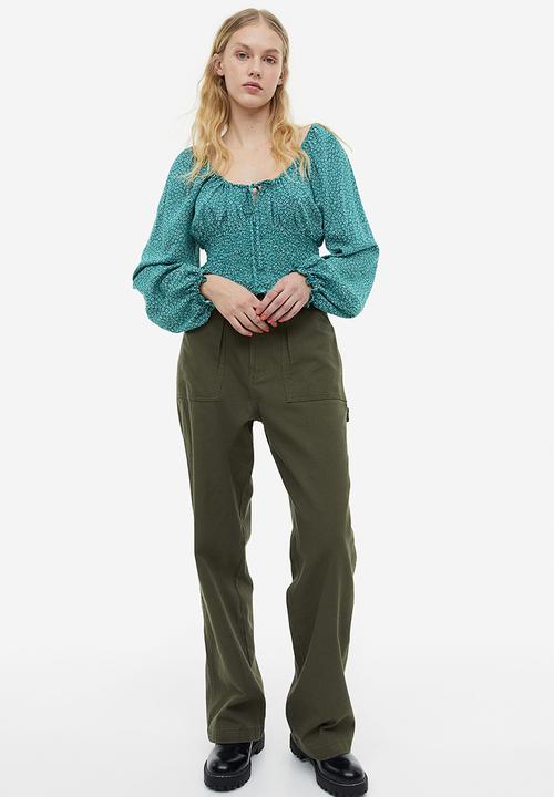 H&M - Smocked blouse - green floral