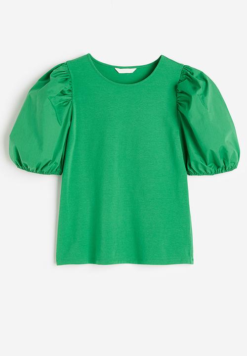 H&M - Puff-sleeved top - green