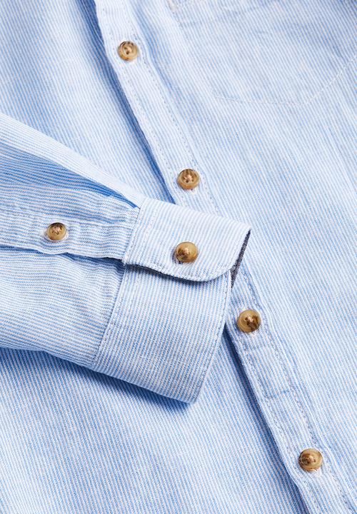 H&M - Grandad shirt - light blue striped