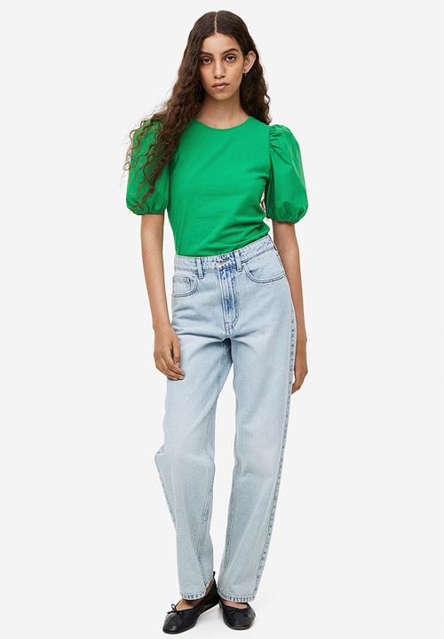 H&M - Puff-sleeved top - green