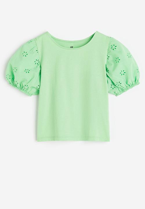 H&M - Puff-sleeved top - light green