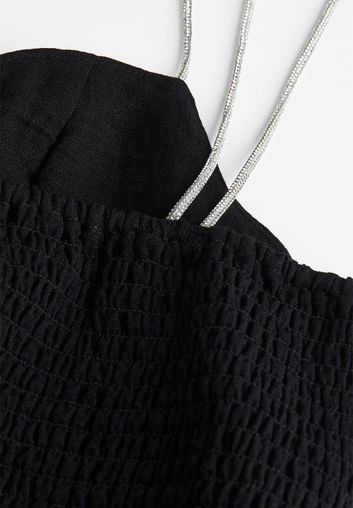 H&M - Rhinestone-strap crop top - black rhinestones