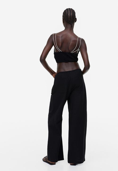 H&M - Rhinestone-strap crop top - black rhinestones
