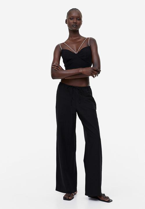 H&M - Rhinestone-strap crop top - black rhinestones