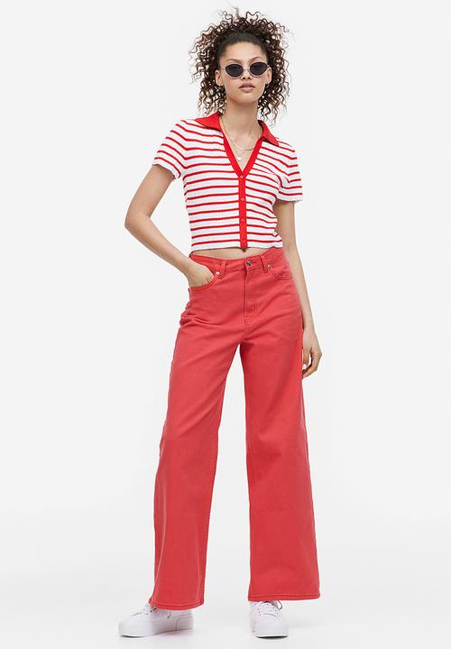 H&M - Wide twill trousers - red