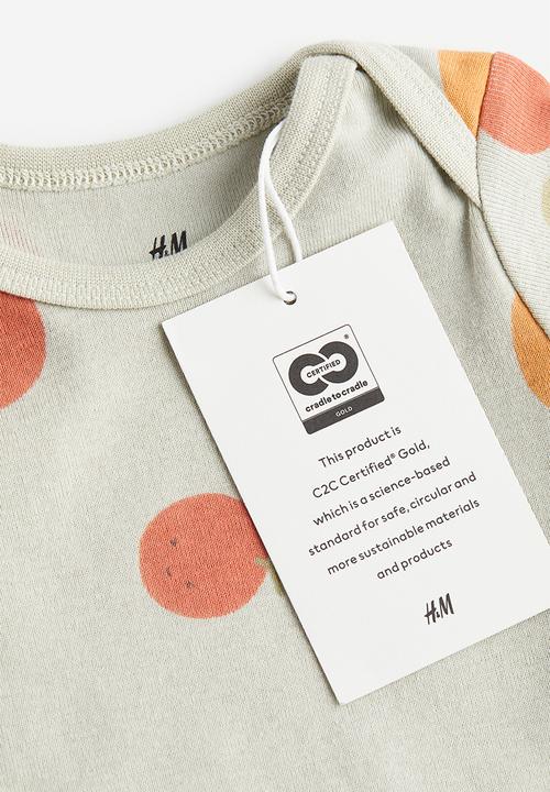 H&M - 2-piece cotton set - light dusky green / fruits 