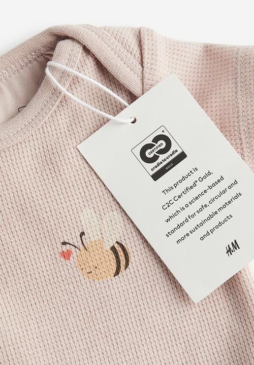 H&M - 2-piece cotton set - dusky pink / bumblebee 