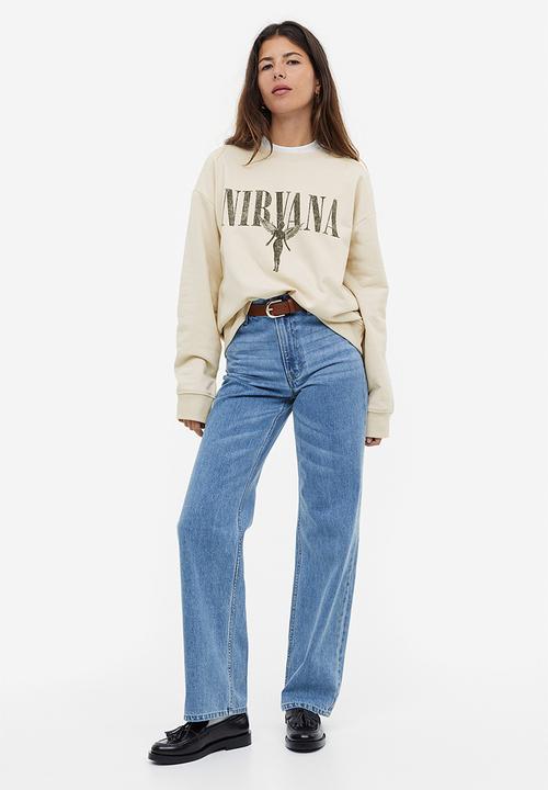 H&M - Motif-detail sweatshirt - light beige nirvana