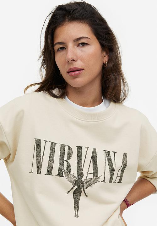 H&M - Motif-detail sweatshirt - light beige nirvana