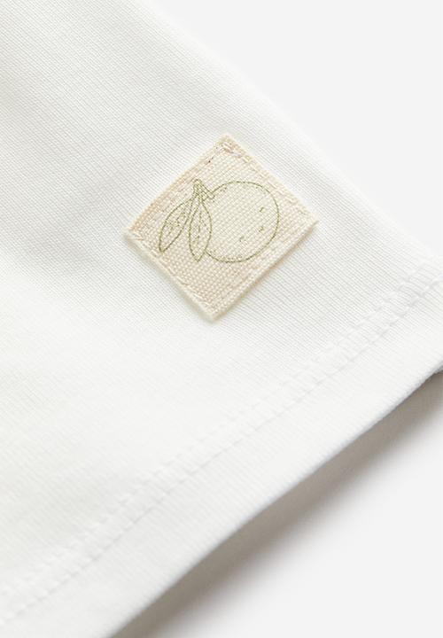 H&M - 2-piece cotton dungaree set - white / light dusky green 
