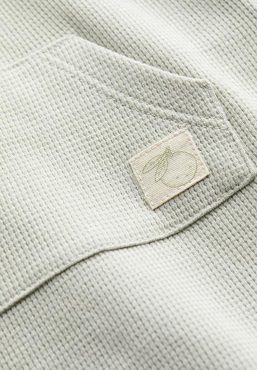 H&M - 2-piece cotton dungaree set - white / light dusky green 